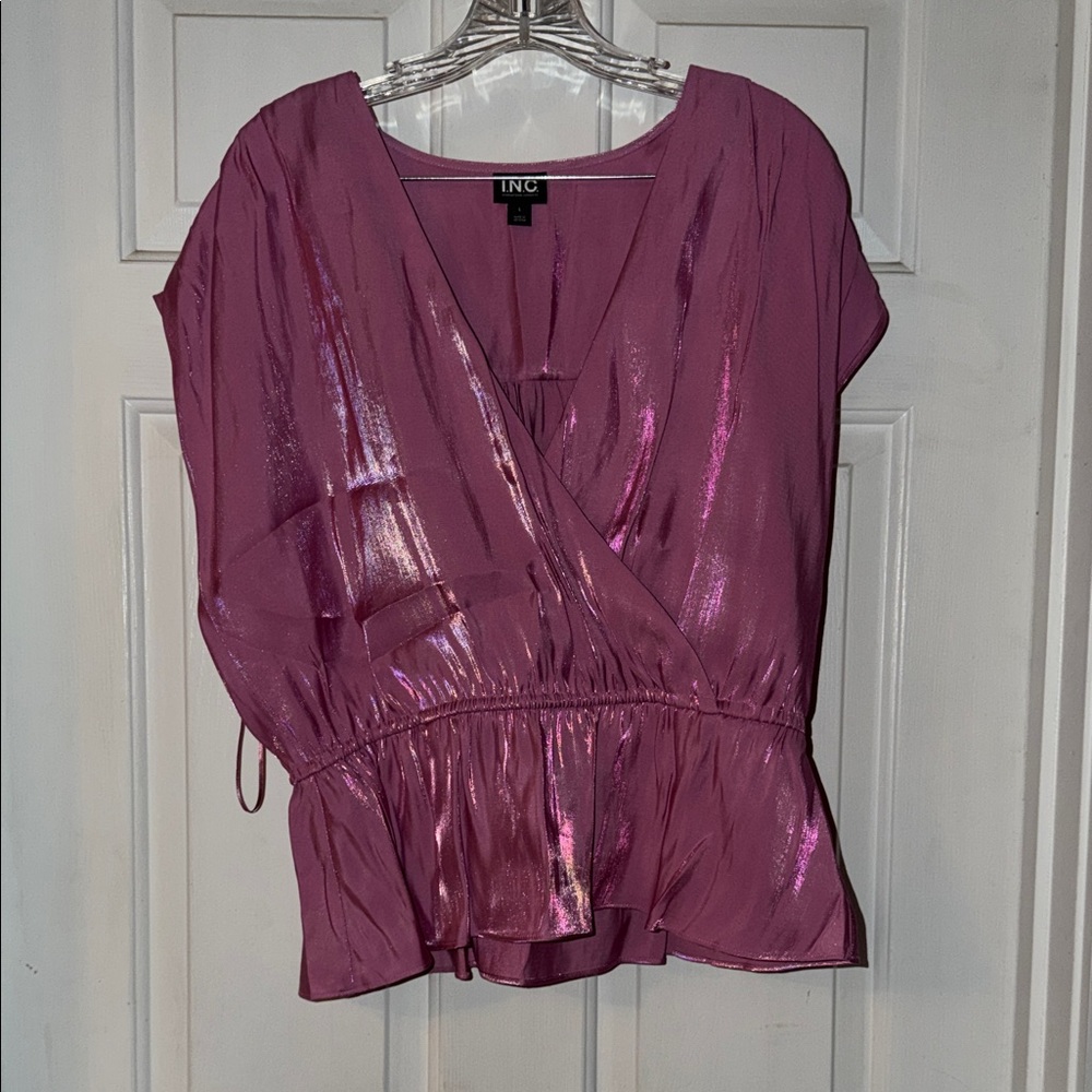 INC International Concepts Metallic Pink Blouse